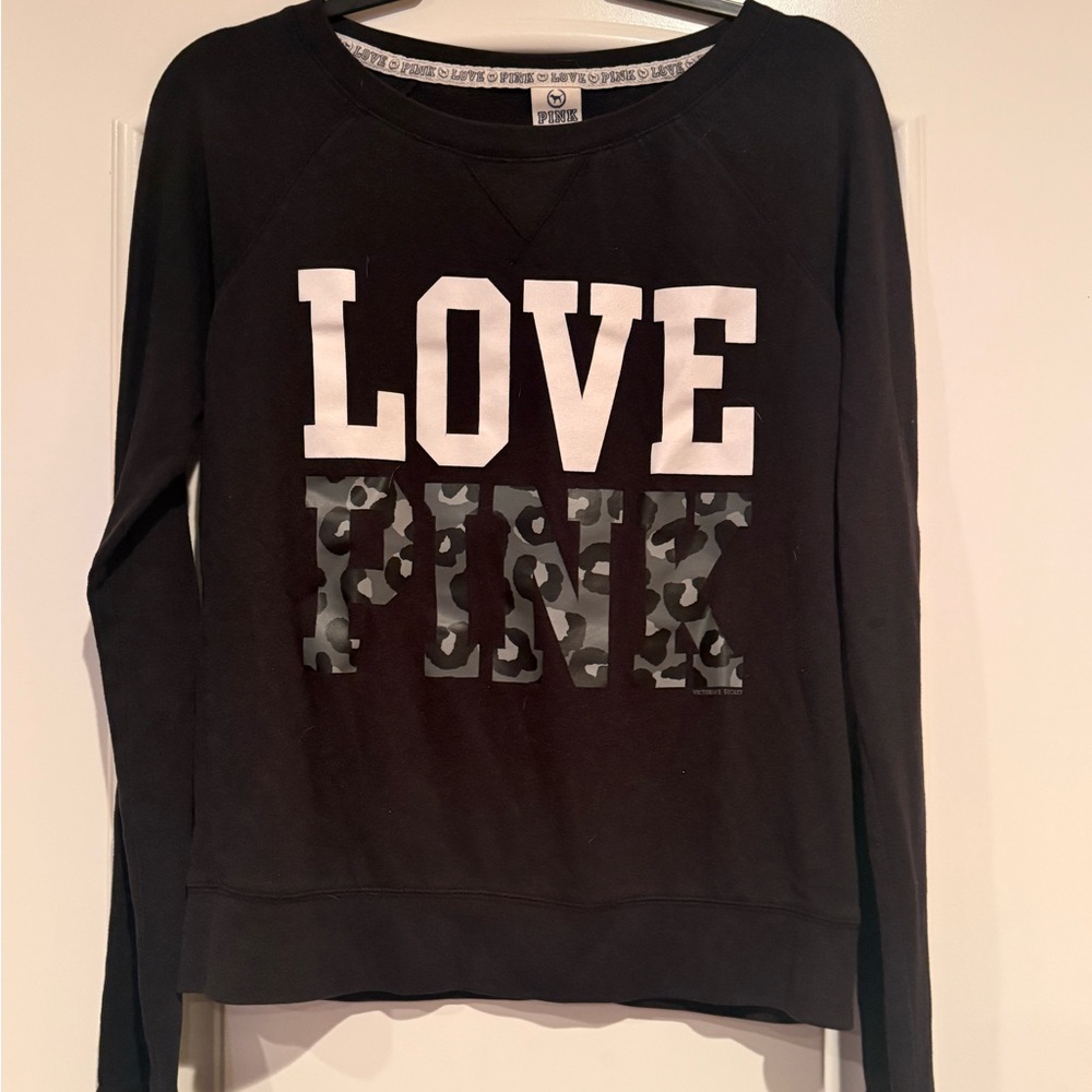 Victoria's Secret Black and Cream Love Pink Top